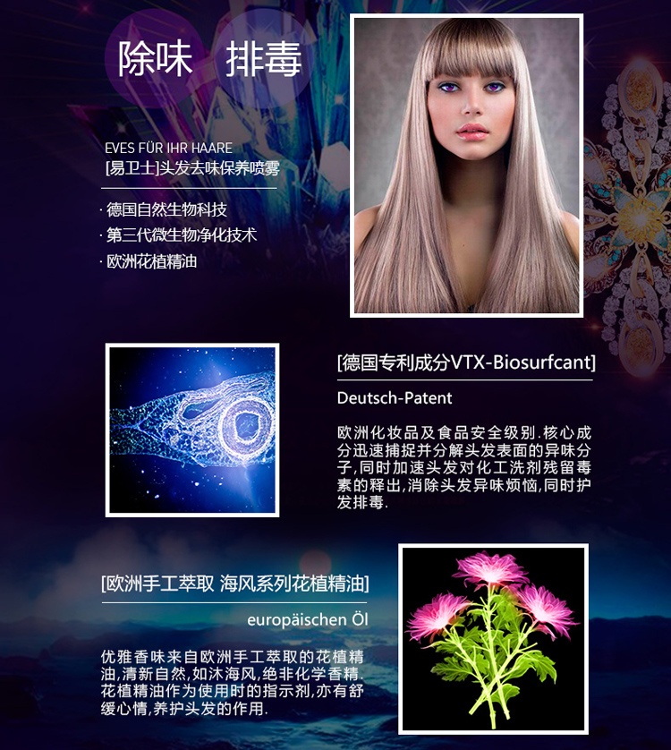 易卫士 德国进口<em>头发</em>专用时尚去<em>味</em>保养喷雾 5
